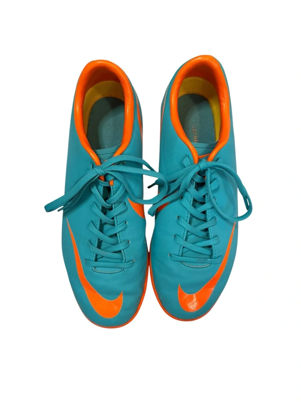 Nike Mercurial Indoor Soccer Shoes Youth 4Y Teal Orange Turf Cleats